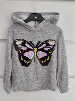 Hoodie mit Schmetterling grau