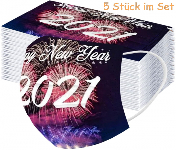 Einmal-Mundschutz New Year 5 Stück