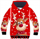 Longhoodie Weihnachten Rentier rot